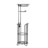 ToiletShield™ Free-Standing Toilet Paper Holder with Shelf – Matte Black