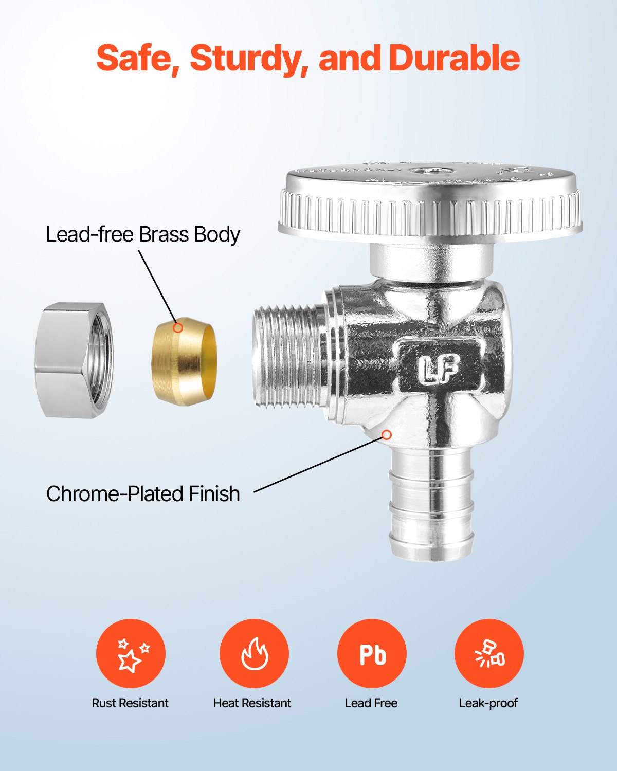 ToiletShield™ 10-Pack Angle Stop Valves – Chrome Brass, USA Plumbing