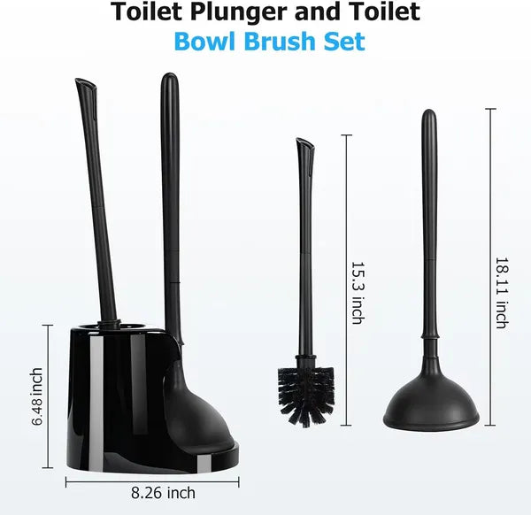 ToiletShield™ 2-in-1 Toilet Plunger and Brush Set for American Bathrooms