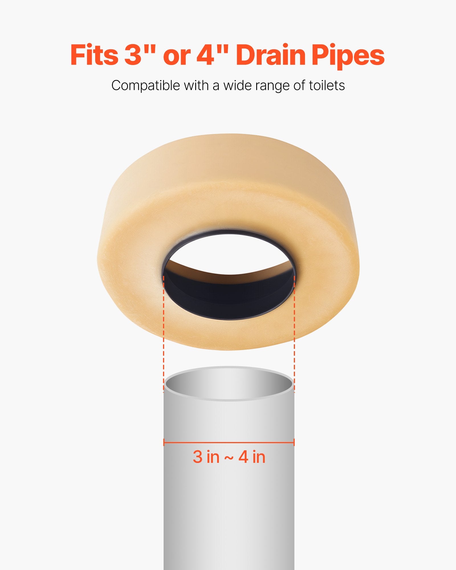 Wax Ring for Toilet with Brass Bolts, Fits 3-Inch 4-Inch Drain Pipes