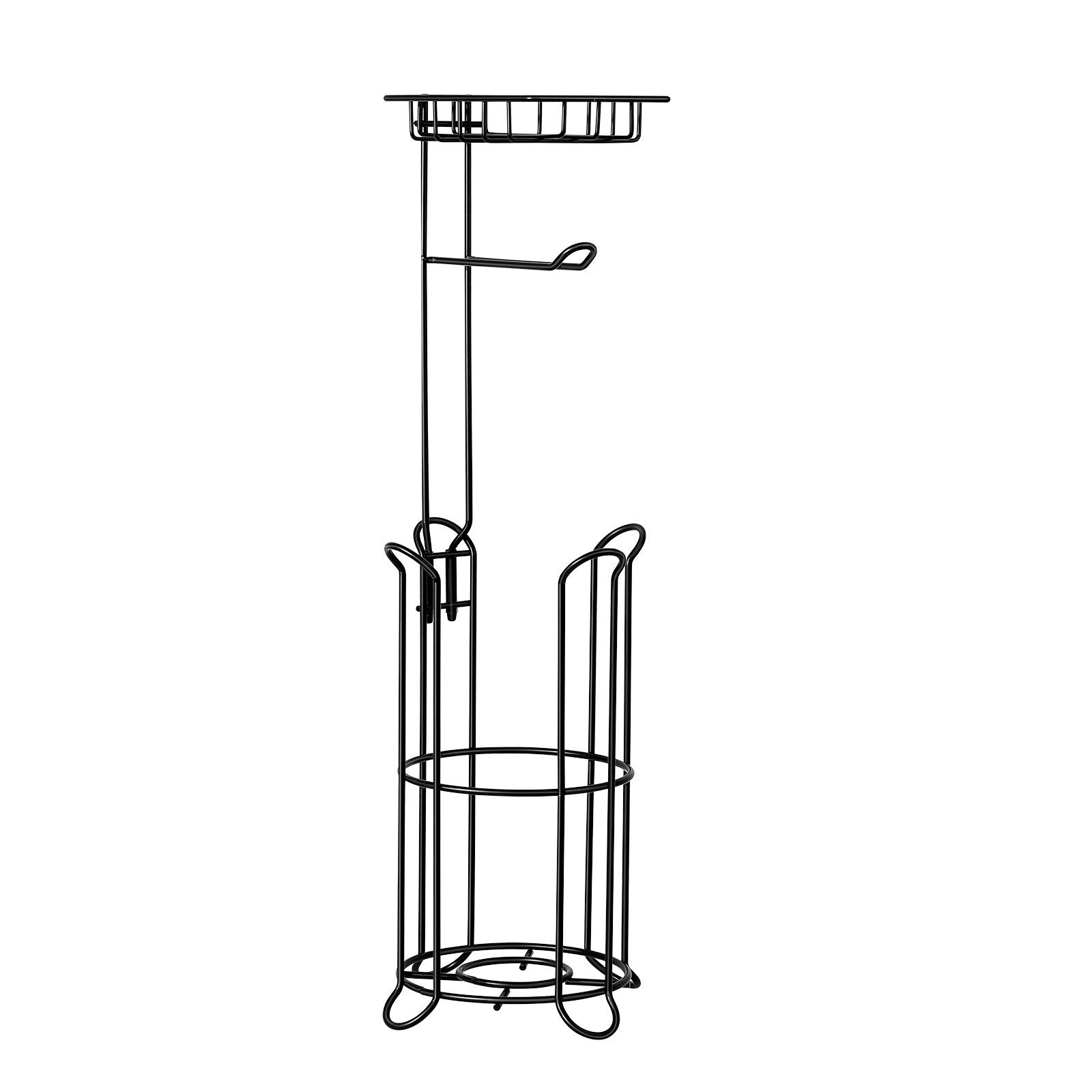 ToiletShield™ Free-Standing Toilet Paper Holder with Shelf – Matte Black