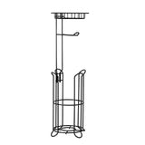 ToiletShield™ Free-Standing Toilet Paper Holder with Shelf – Matte Black