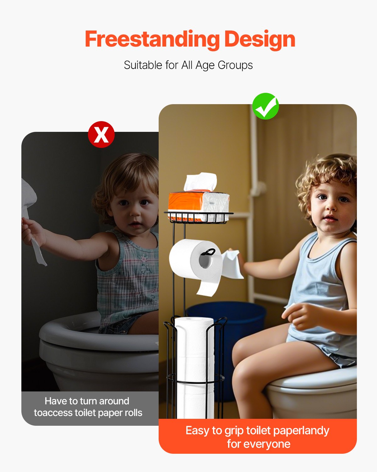 ToiletShield™ Free-Standing Toilet Paper Holder with Shelf – Matte Black